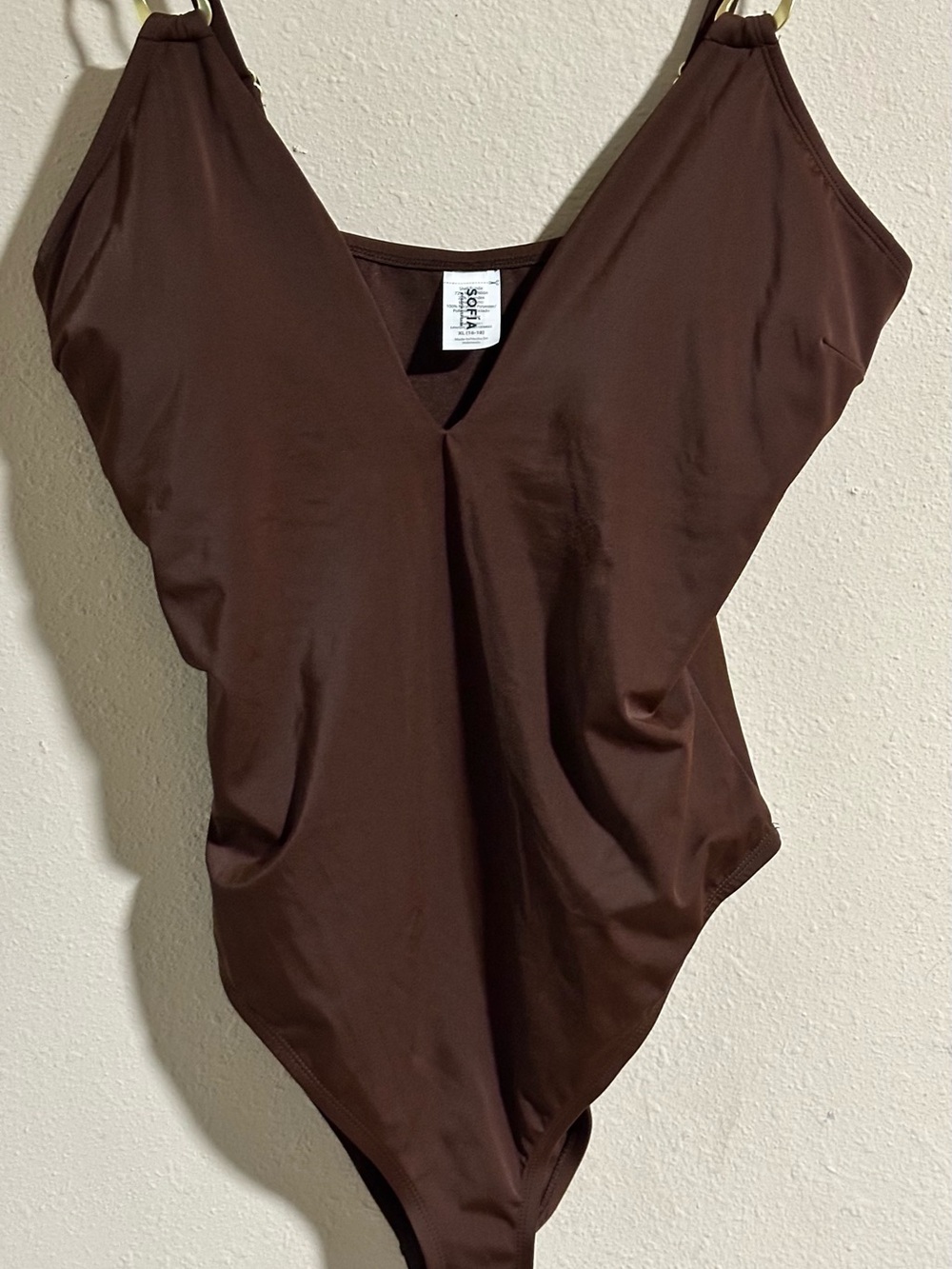 sofia by sofia vergara Brown V-Neck One-Piece Swimsuit-NWOT